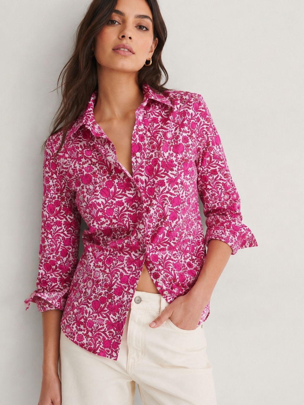 J. CREW x LIBERTY OF LONDON Sambourne Fuchsia Pink Floral Print Button Down 6